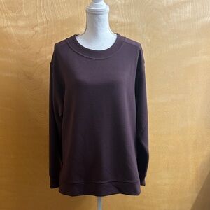 Zella Dark Purple Ribbed Pullover Sweatshirt Oversized S With Side Slits